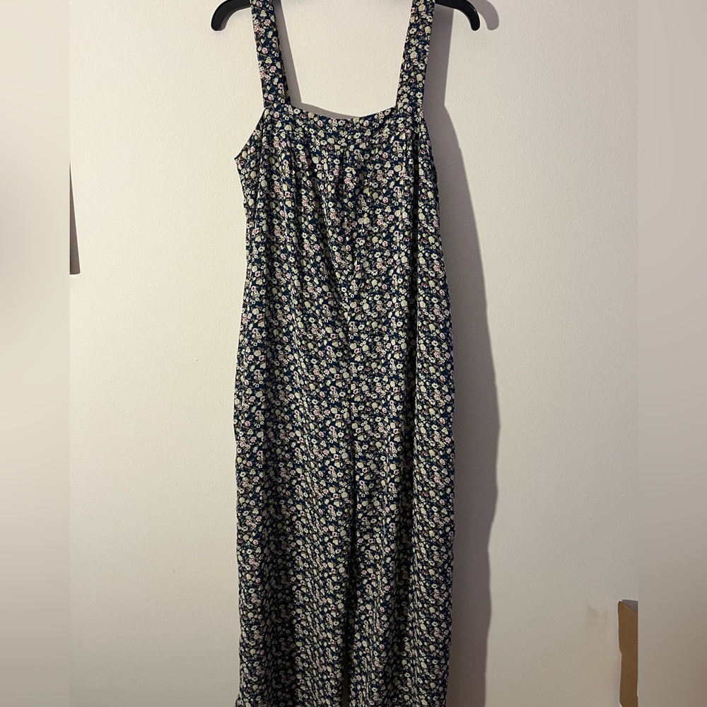 Floral Print Jumpsuit with Straps & Pockets